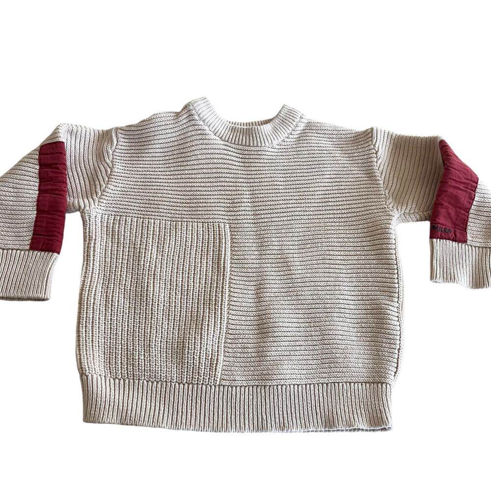 Zara boys ecru neutral ribbed sweater size 3-4